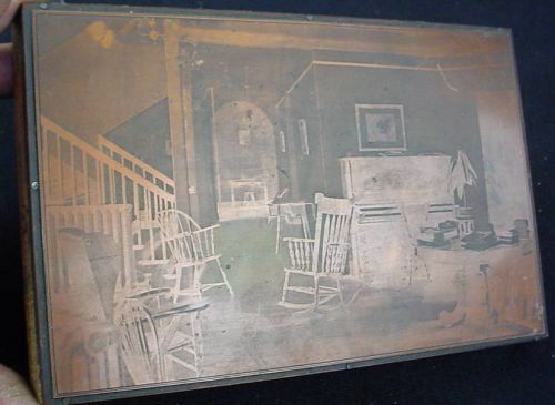 Old copper printers block interior victorian home parlor room for sale