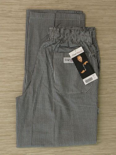 Chef Works Black/White Checkered Pattern Designer Baggies Pants Men&#039;s Size Large