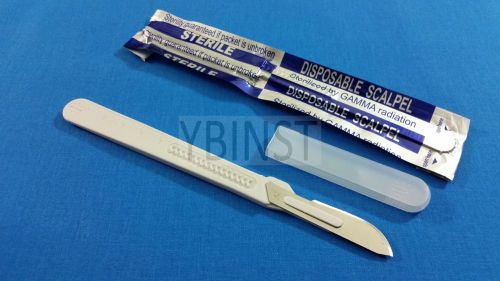 5 disposable sterile surgical scalpels #21 with graduated plastic handle for sale