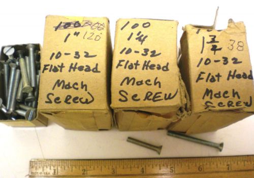 295  10/32 Flat Head Machine Screws 1,1 1/4,1 3/4&#034; long,Cadmium Plated, Made USA