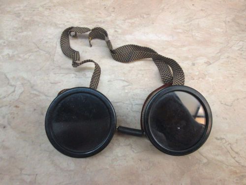 Vintage glendale optical welding goggles brown red swirl dark glass steam punk for sale