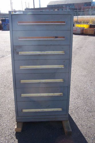 Stanley vidmar grey 7 drawer industrial tool/parts cabinet 30&#034;l x 28&#034;w x 59&#034; h for sale
