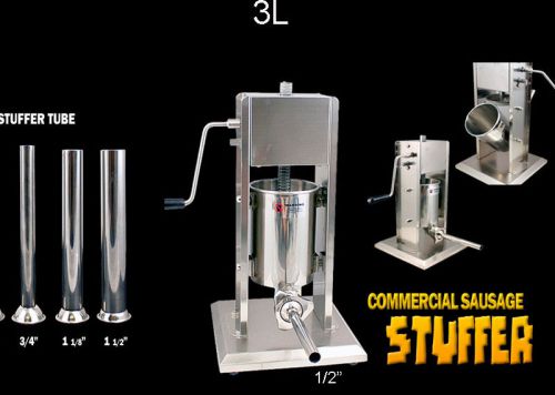 3L Commercial Sausage Stuffer  Two Speed Stainless Steel Meat Press Filler