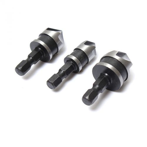 3 X Hex Countersink Boring Set for Wood Metal Quick Change Drill Bit Tool New