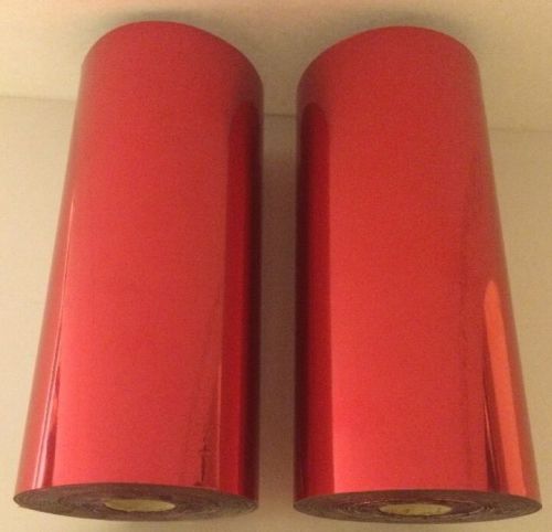 2 Metallic Red Hot Stamping Foil Rolls - 4&#034; X 150&#039; each on 1/2&#034; Core