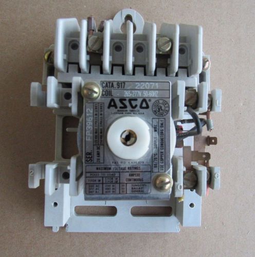ASCO LIGHTING CONTACTOR C/N 917 22071 COIL 265-277V 20AMP AUTOMATIC SWITCH CO QD