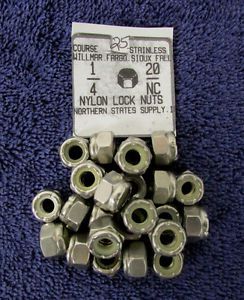 Nylon insert locknut 1/4-20 stainless steel machine screw lock nuts qty 25 j55 for sale