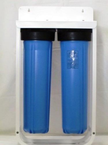 Dual big blue housing water filter system on a stand with carbon/sediment filter for sale