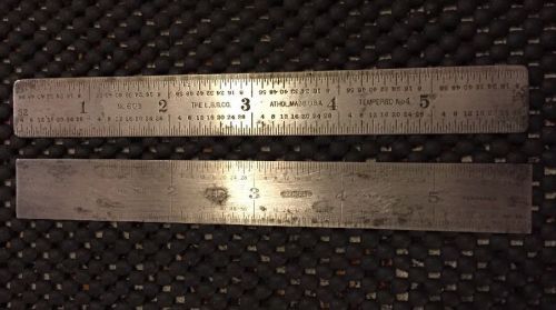 2-6&#034; Vintage Rulers Starrett No 603 Tempered No. 4 &amp; General 308 Tempered USA