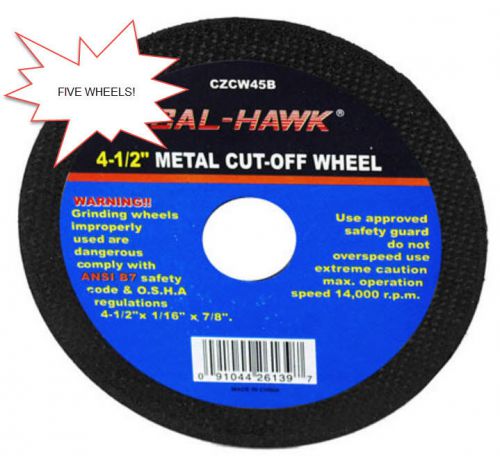 Bulk Wholesale Lot of FIVE  4 1/2&#034; Metal Cut-Off Wheel