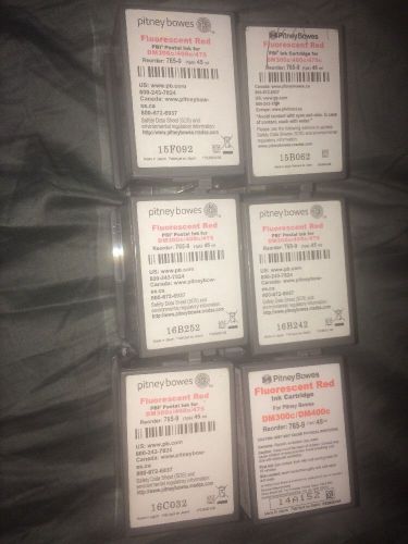 Lot of 6 pitney bowes 765-9 fluorescent red ink cartridges used 74-79g for sale