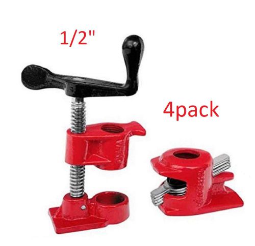 ( 4 Pack ) 1/2&#034; Wood Gluing Pipe Clamp Set Heavy Duty PRO Woodworking Cast Iron