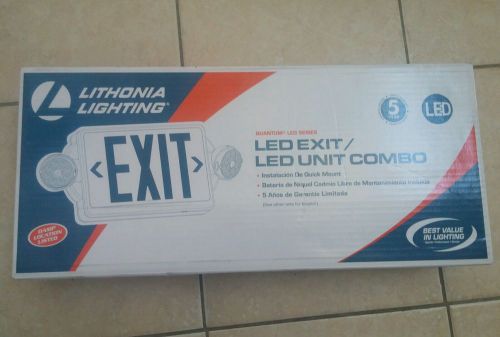 Lithonia lighting led exit sign/emergency combo with led heads model lhqm led r for sale