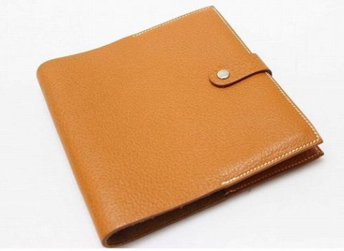 AUTHENTIC HERMES Leather Card Holder Cover Gold