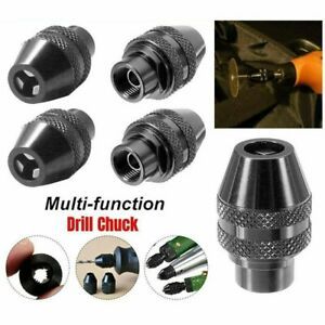 4x Alloy Keyless Drill Chuck 0.4-3.2mm Replace Clamps For Rotary Tool Black New