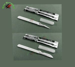 LOT OF 8 PCS STERILE SURGICAL DISPOSABLE SCALPELS #22 #11 WITH PLASTIC HANDLE
