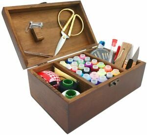 Sewing Kit Box Basket, Wooden Hand Home Repair Tool , Beginner
