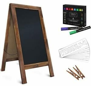 Rustic Magnetic A-Frame Chalkboard Deluxe Set / 8 Chalk Markers + 10 Stencils...
