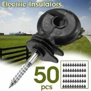 50*Plastic Fence Insulator Timber Wood Post Screw For Livestock Electric Fencing