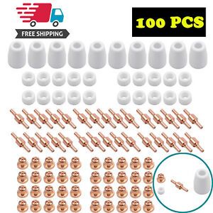 100Pcs/Set Plasma Cutter Consumables Nozzle Tips For PT-31 LG-40 Torch CUT-40 50