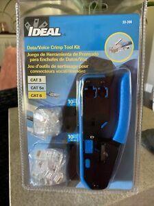 IDEAL Crimper and Connector Kit 5-3/8&#034; L 33-396 Cat 3 Cat 5e Cat 6 Free S&amp;H