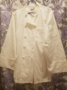 CHEF WORKS Size Med Unisex Uniform Jacket White Coat Long Sleeves Toque