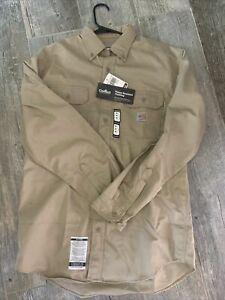 CARHARTT FRS160-KHI MED REG FR Long Sleeve Shirt,Khaki,M,Button