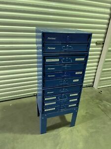Fastenal Stacking Blue Steel Storage Parts Cabinet w/ Removable Drawers
