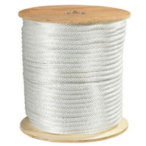 1/2&#034;, 3,900 lb, White Solid Braided Nylon Rope - 1 Per Case