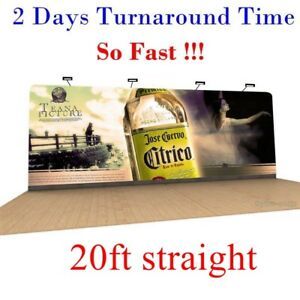 20ft Straight Fabric Tension Display Back Wall Display Backdrop + Graphic