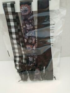 Face Mask Chains 3 in package. Black Plaid