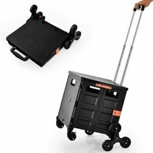 Durable Costway Foldable Utility Cart for Travel &amp; Shopping-Black
