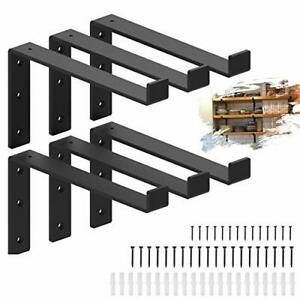 Shelf Brackets -1/4&#034; (6mm) Extra Thick Heavy Duty Black Metal Floating Bracke