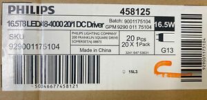 Box 20 Philips 458125 16.5T8LED/48-4000 48&#034; DC Straight T8 LED Tube Light Bulbs
