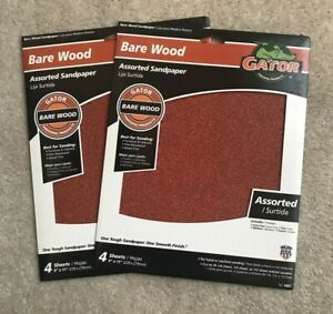 Lot of 2  GATOR #4461 BARE WOOD 4 pack Assorted Sandpaper-  NEW