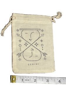 Gemini Muslin Cotton Drawstring Crystal Pouch