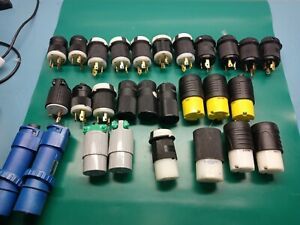 Lot of 28 mixed male and female Pass and Seymour Hubbell 30 Amp Wire Plugs