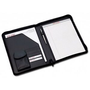 Dacasso e1002 Deluxe Letter-Size Zip-Around Portfolio - Black Leather