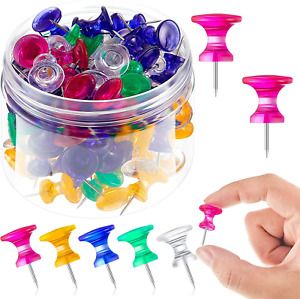 100 Pieces Giant Push Pins 1 Inch Standard Thumb Tacks Steel Point and Plastic H