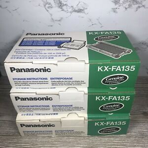 Lot Of 3 OEM Panasonic KX-FA135 Fax Film Cartridges - New Sealed, Open Box