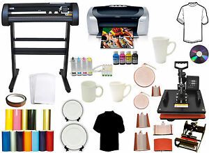 8in1 Combo Heat Press 28&#034; 24&#034; Laser Vinyl Cutter Plotter Printer Sublimation Ink