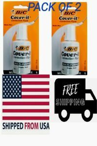 2 PACK Bic Cover it  Wite White Out Correction Fluid 0.7oz BY USA FAST FREE SHIP