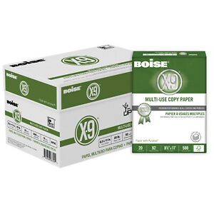Boise X-9 Multi-Use Copy Paper, Letter Size 20 Lb, Bright White Case Of 10 Reams