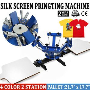 4 Color 2 Station Silk Screen Printing Machine T-Shirt Press Kit Equipment DIY