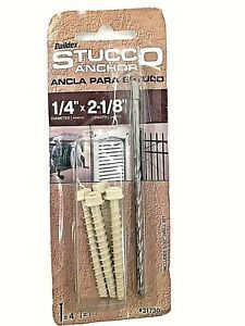 BUILDEX STUCCO ANCHORS 1/4x2-1/8 Anchor 4pk &amp; Drill #31730 FAST SHIPPING