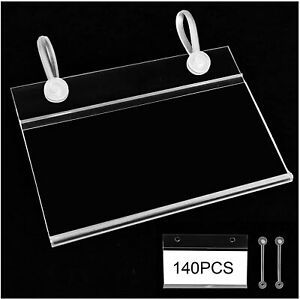 140 PCS Plastic Wire Shelf Label Holder - Shelf Label Holders 3.1 In X 2.25