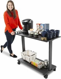 Stand Steady Coffee Cart on Wheels Two Shelf Mobile Printer or Rolling Desk