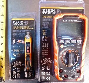 KLEIN TOOLS MM600 ELECTRICIAN&#039;S MULTIMETER &amp; NCVT-3P VOLTAGE TESTER SET - NEW