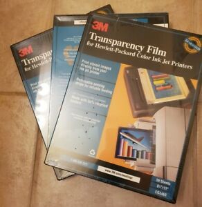 Lot of 3 3M Transparency Film CG3460 HP Color Ink Jet Printers 50 Sheets 8.5x11