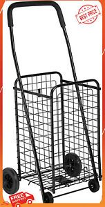 Folding Utility Cart Shopping Rolling 4-Wheel Grocery Laundry Hand Truck Basket